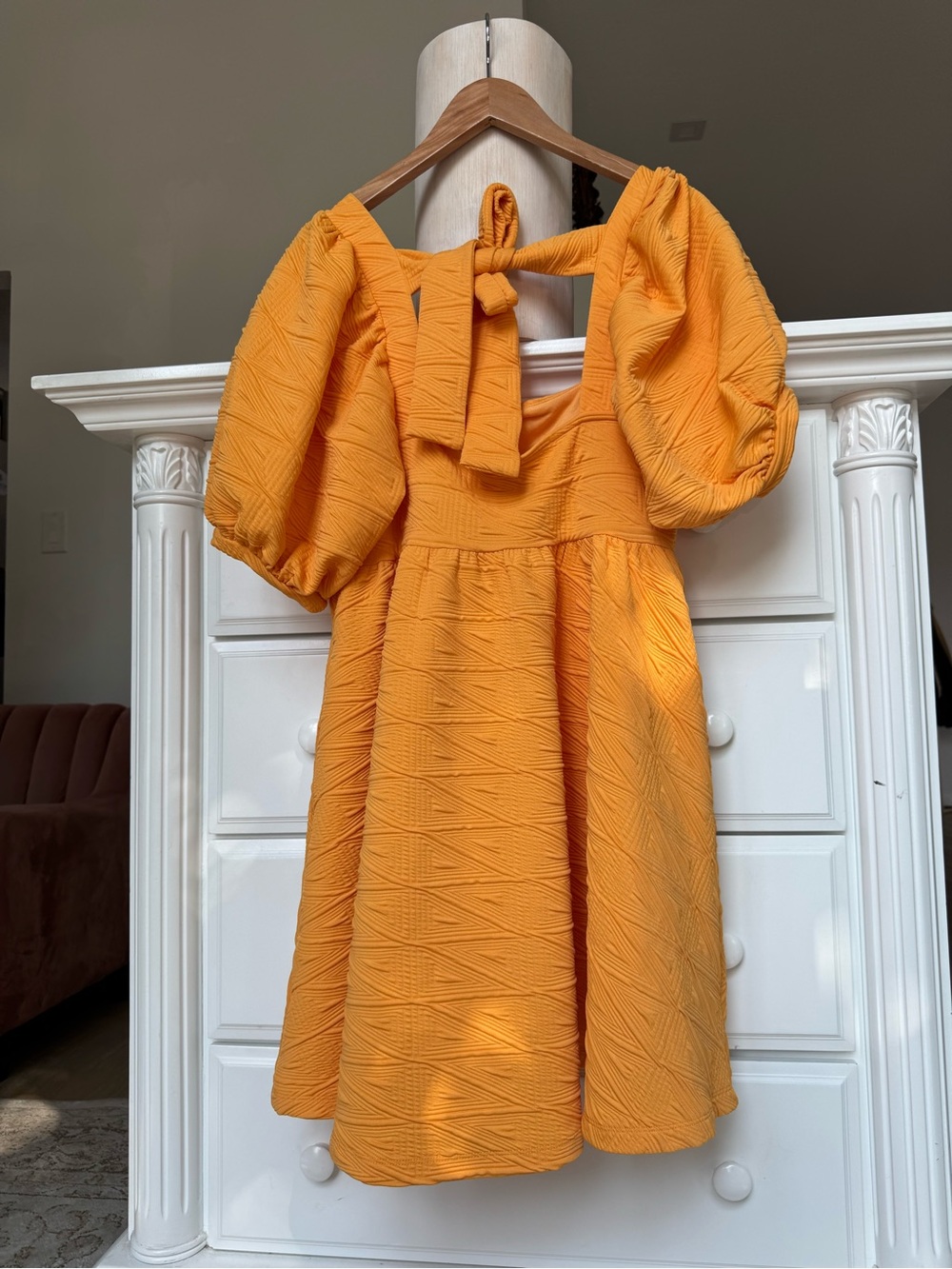 Free People Textured Puff Sleeve Mini Dress Women’s M - Picture 11 of 13